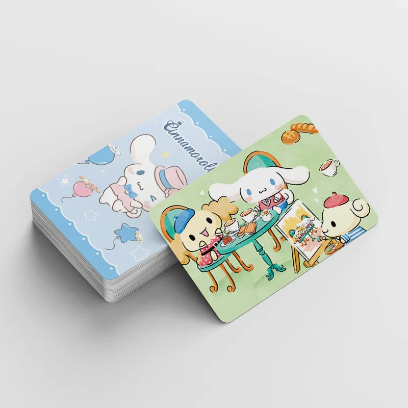 Tarjeta Flash de dibujos animados de Cinnamoroll, tarjeta de felicitación decorativa de doble cara, Sanrio, periférico de Anime, HD, 92 Hojas