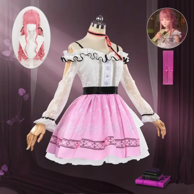 متوفر S-XXL Nikki أزياء تنكرية شعر مستعار Ainme Game إنفينيتي Nikki فستان وردي ملابس حفلات الهالوين للنساء