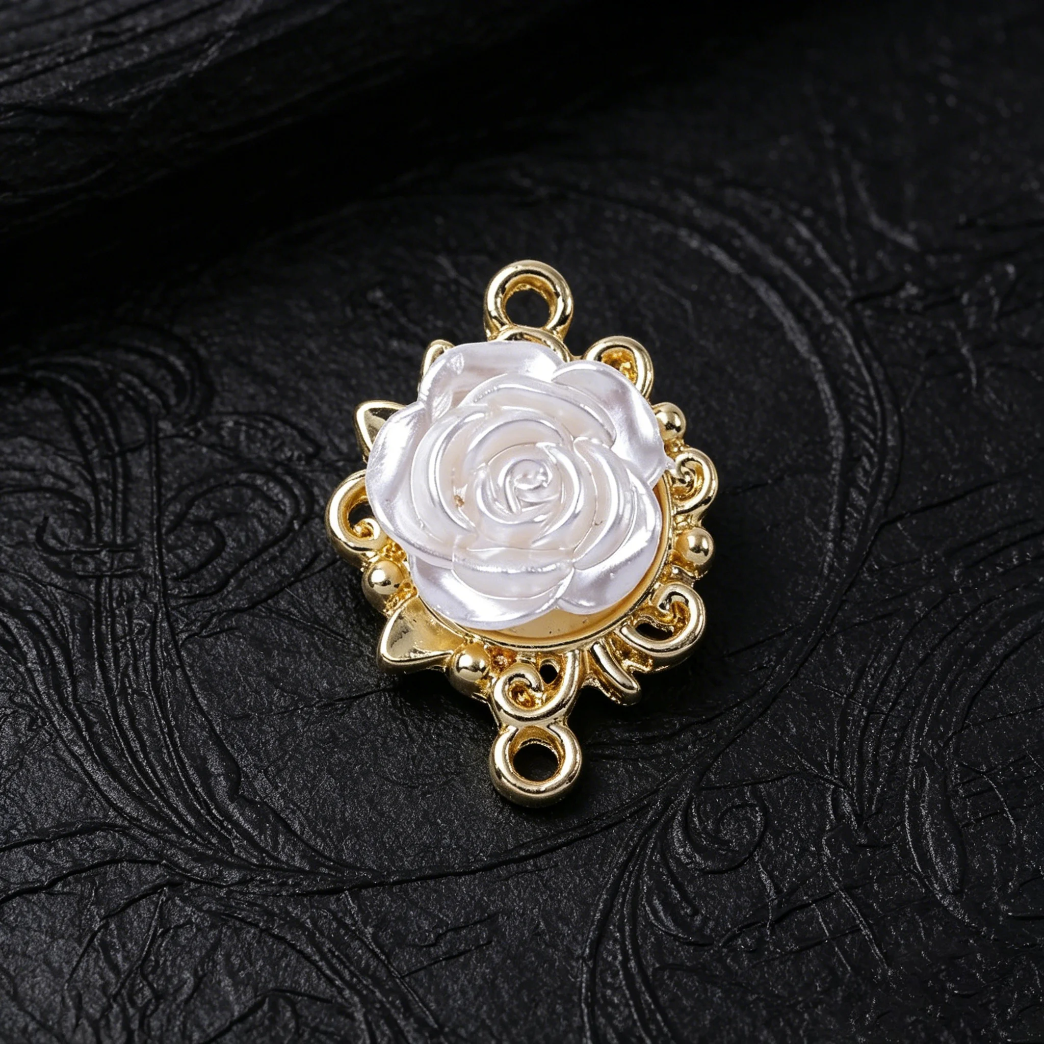 5/10 Stück goldfarbene rote Rosen-Blumen-Anhänger, Verbinder für Schmuckherstellung, Halskette, Armband, DIY-Zubehör, Bastelbedarf – Detail 6