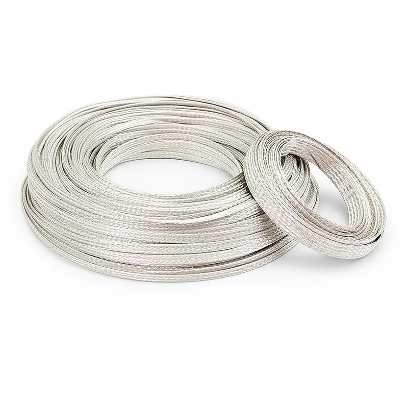 1-5M Silver Plated Braided Shielding Sleeve 2-8mm Anti-Interference Anti-Electromagnetic Wave Cable Shielding Protective Sleeve