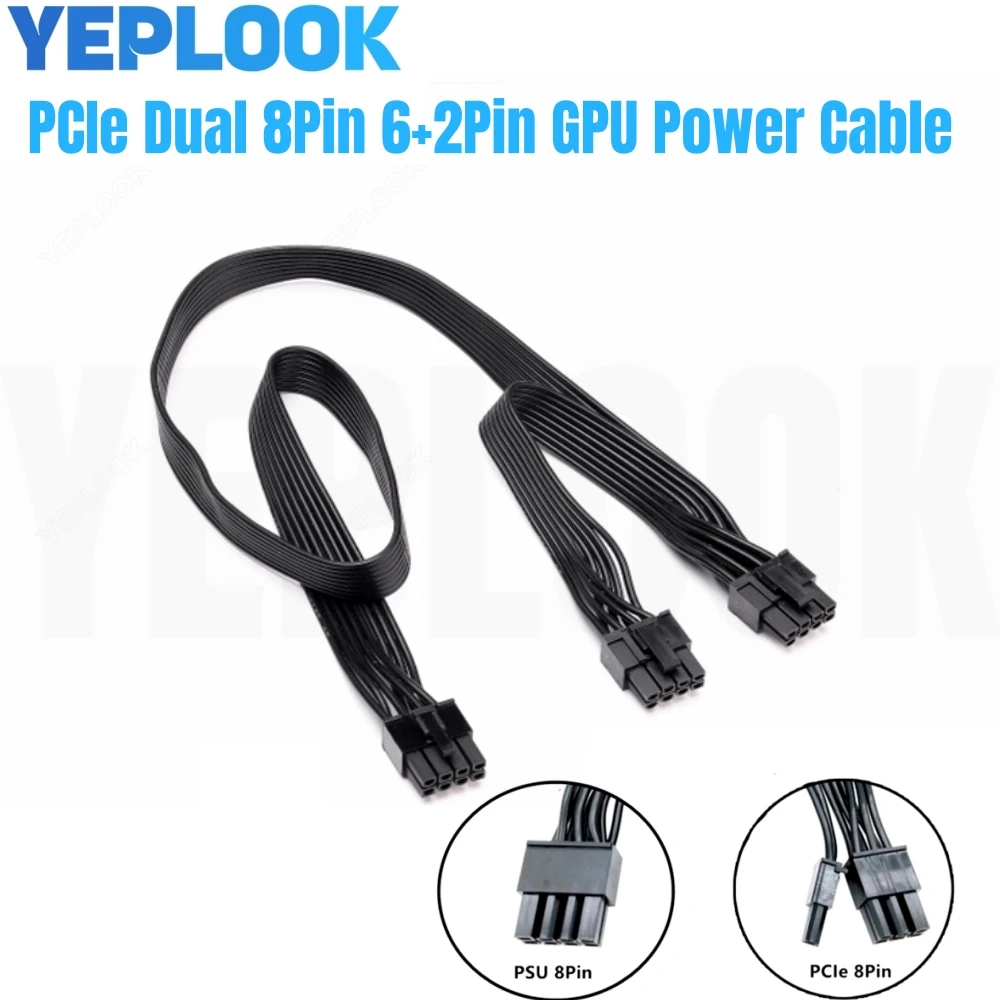 

PSU 8Pin to Dual PCIe 8Pin 6+2Pin GPU Power Cable for Corsair SF750, SF600, SF450 PLATINUM Type 4 Modular Power, 18AWG 60+20CM