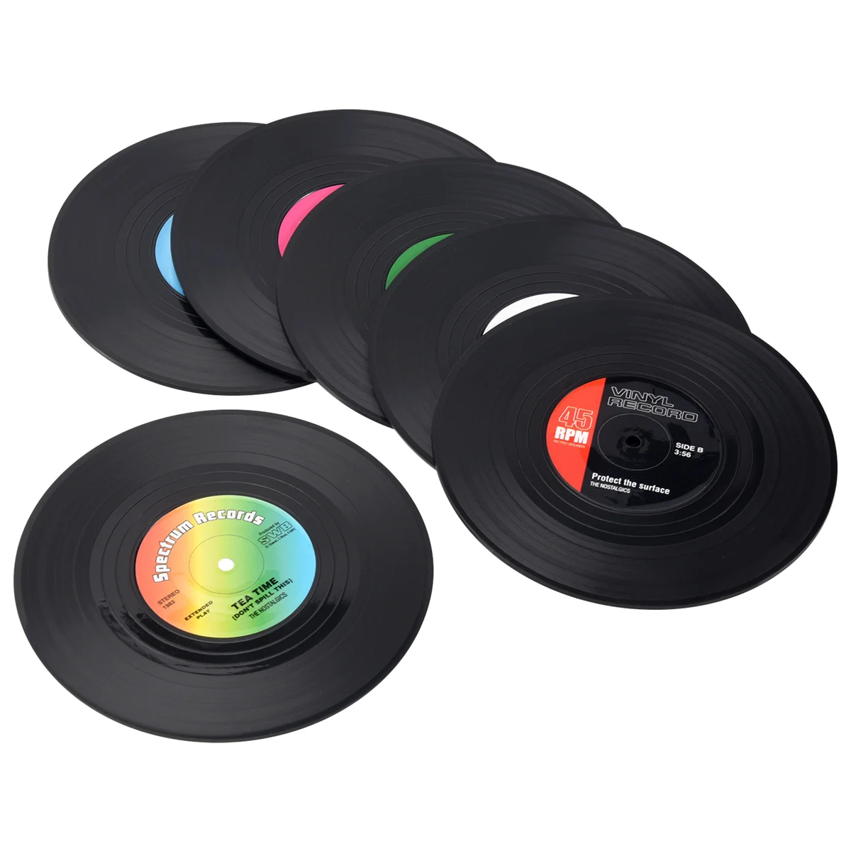 6pieces / Set Spinning Retro Vinyl Disc Drink Coasters