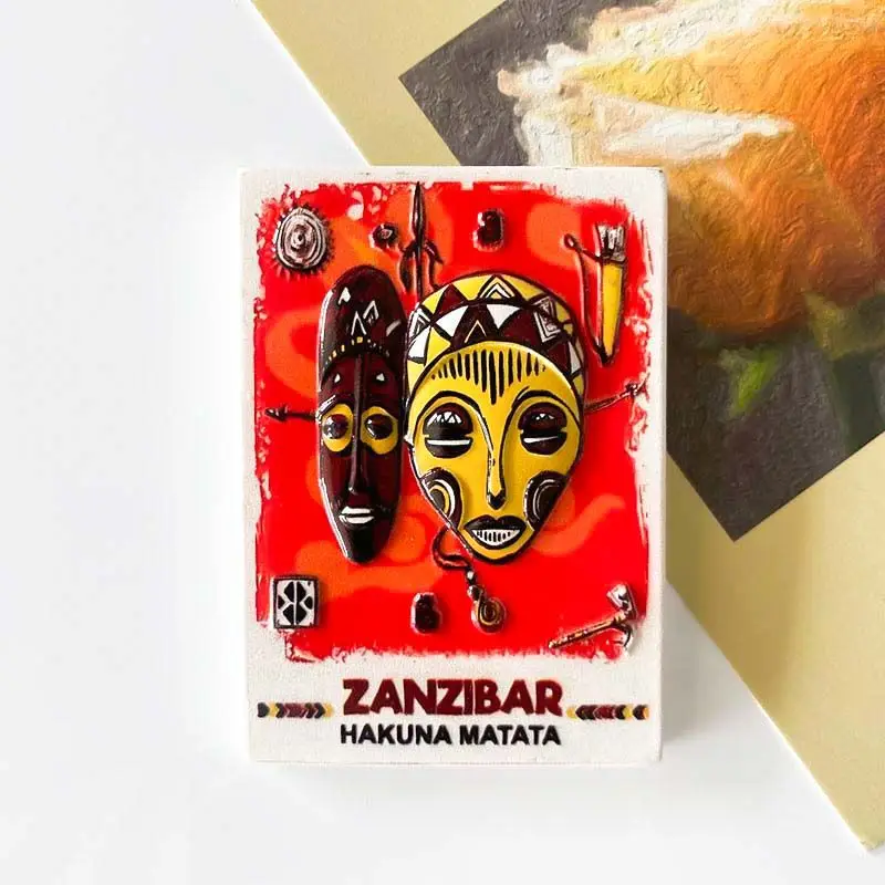 

Zanzibar African Creative Refrigerator Magnet Travel Souvenir Ethnic Character Decoration 3D Magnetic Sticker