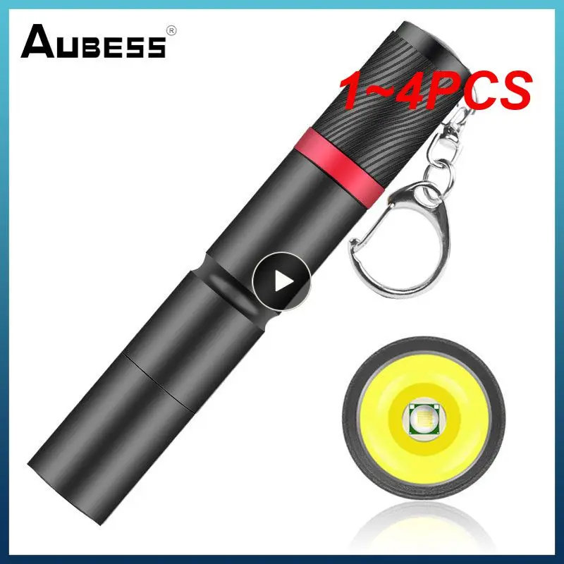 

1~4PCS Outdoor Pocket Bright Camping Fishing Keychain Flashlight Ultra Small Waterproof Pen Light Newest Portable Xpe Lamp