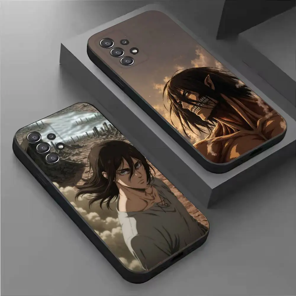 Attack on Titan Eren Y-Yeager Fashion Black Soft Protective Case For Samsung S10,20,21,22,23,24,25,30 Ultra Plus FE Lite