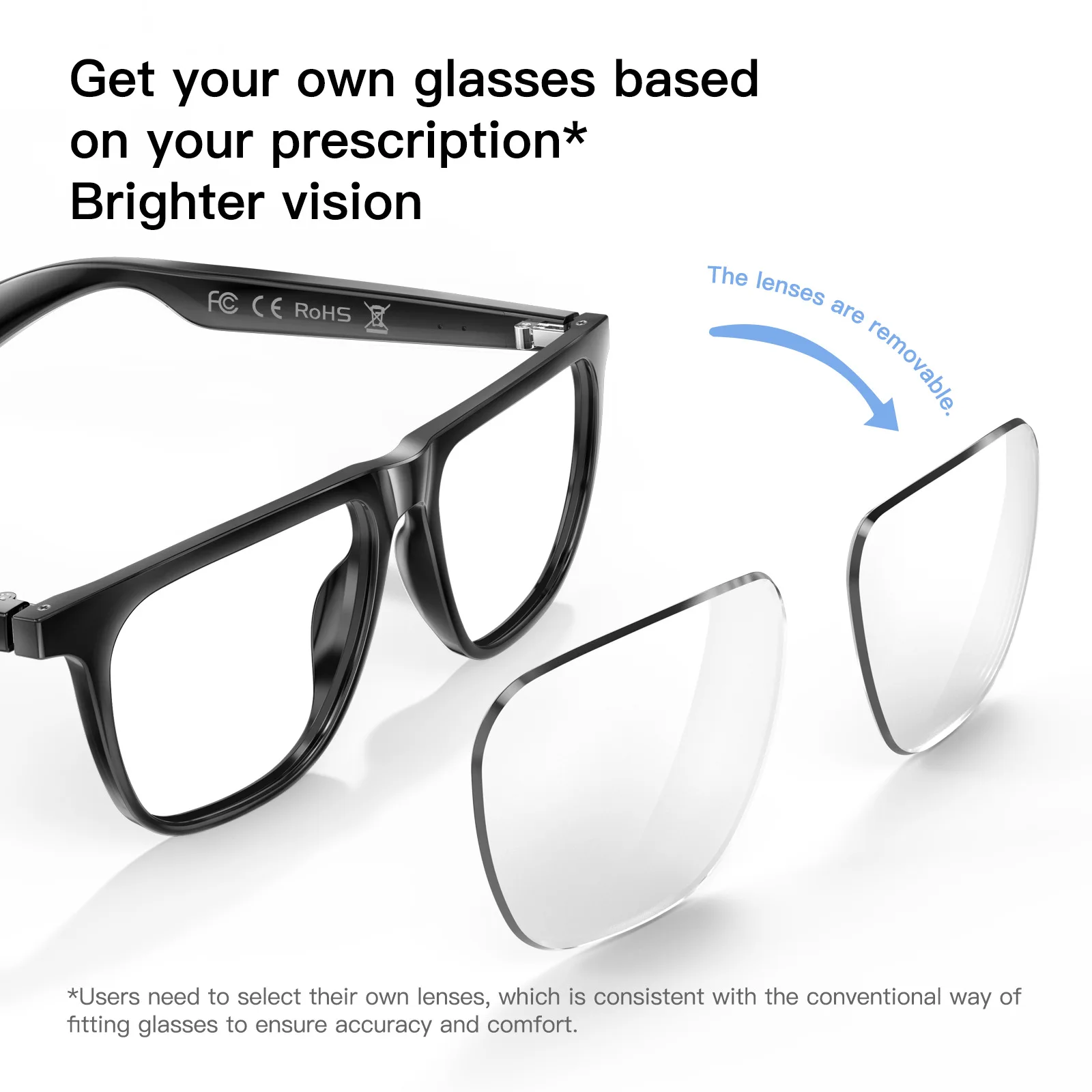 GS300 Intelligente KI-Brille, Bluetooth, Audioanruf, Musik, KI-Übersetzung, Hören, Sport, BT, intelligente Brille