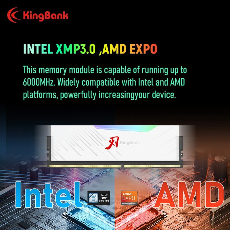 2025 New KingBank RGB DDR5 Ram 48GB (2x24GB) 6000MHz CL28 Hynix M die Desktop Memory Module Ram for XMP AMD EXPO