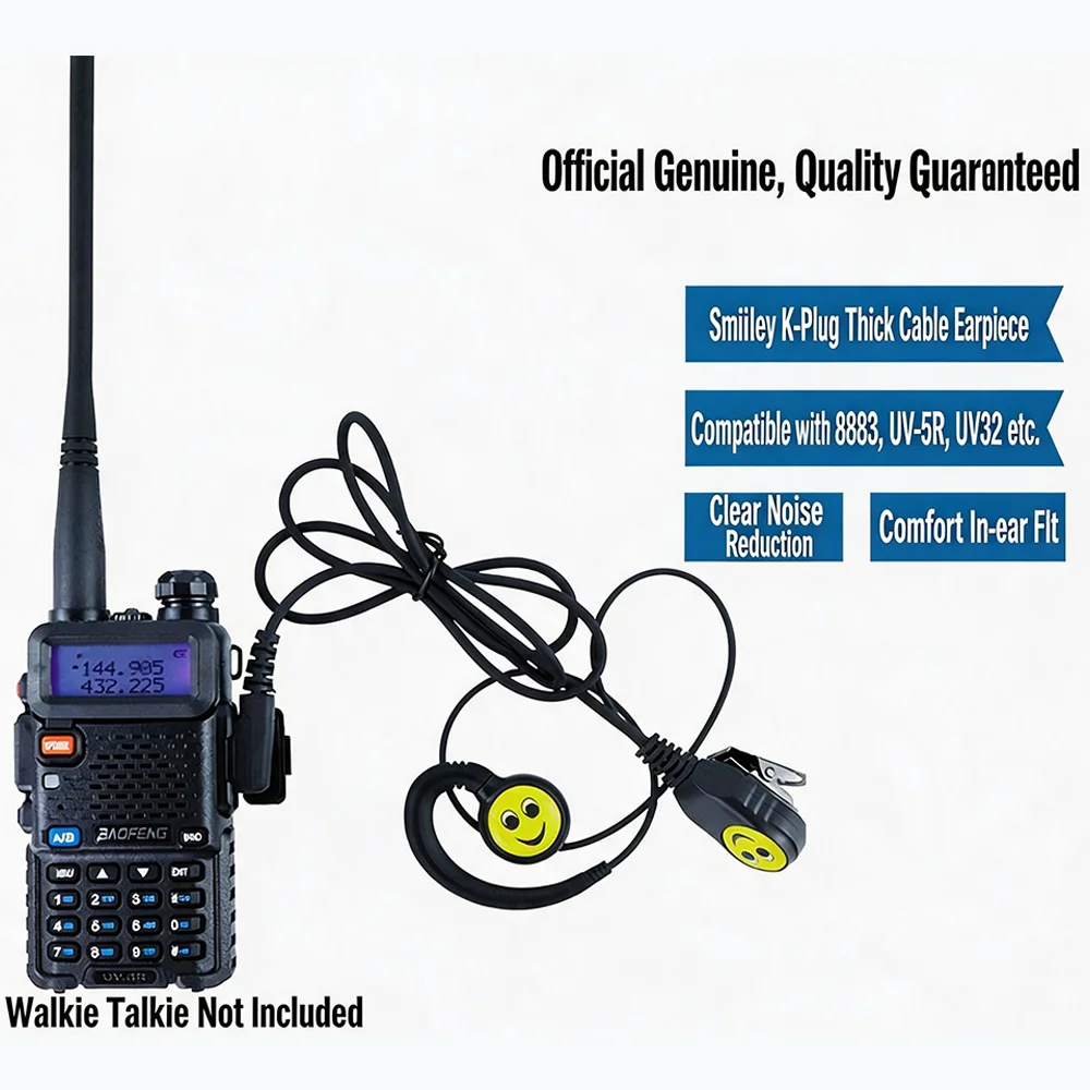 K-Connector Smiley Earphone with Thickened Cable, Clear Sound & Durable, Fits All K Radios
