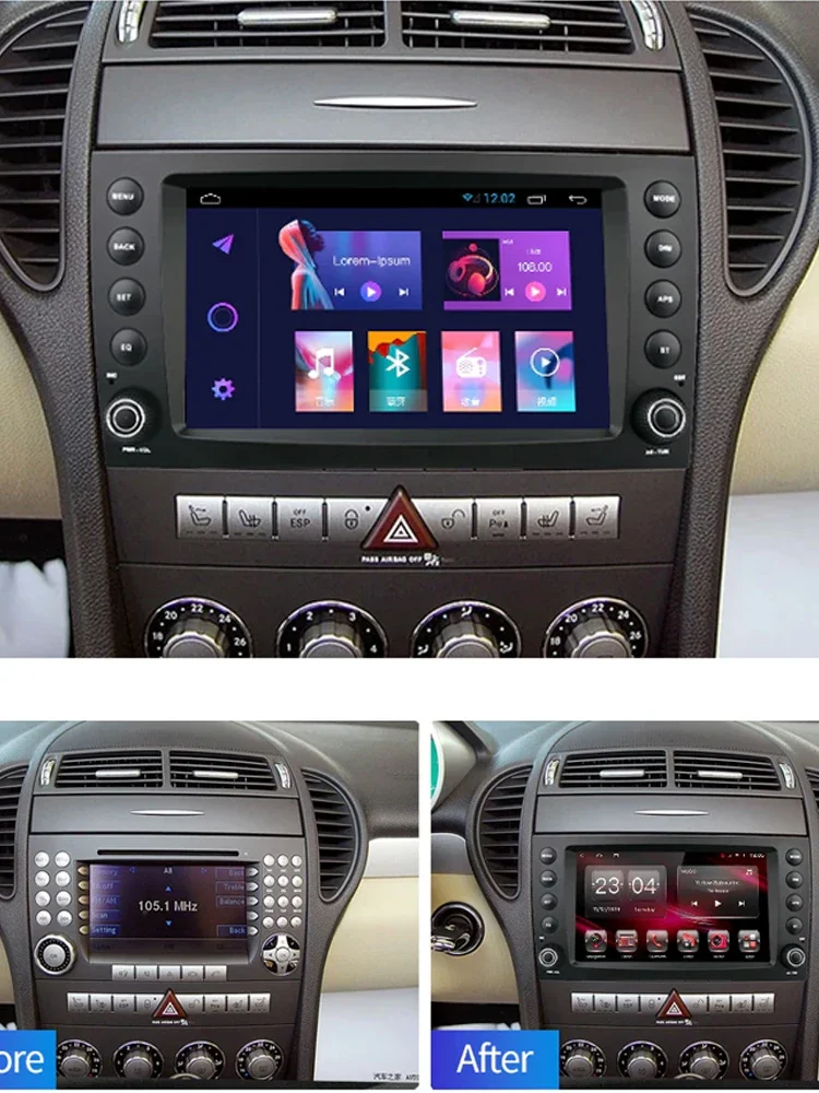 8G+256G DSP Carplay Auto Android 13 IPS Car DVD Player GPS Map WIFI Bluetooth RDS Radio For Benz SLK 200K 300 280 350 2004-2009