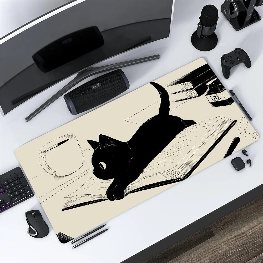 

Cat Mouse Pad MousePad Non-slip Black Lockedge Office Student Kawaii Gaming Thickened Large Writing Cute Pad Cushion