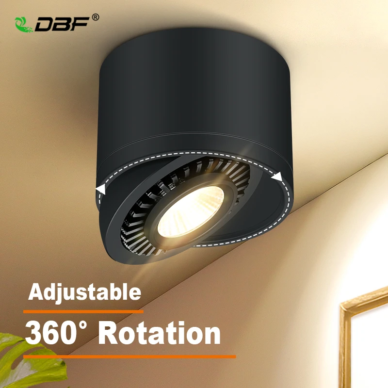 [DBF]360 Degrees Rotatable Dimmable Surface Downlight 5W 7W 9W 15W Ceiling Spot Lights for Home Living room Background Wall