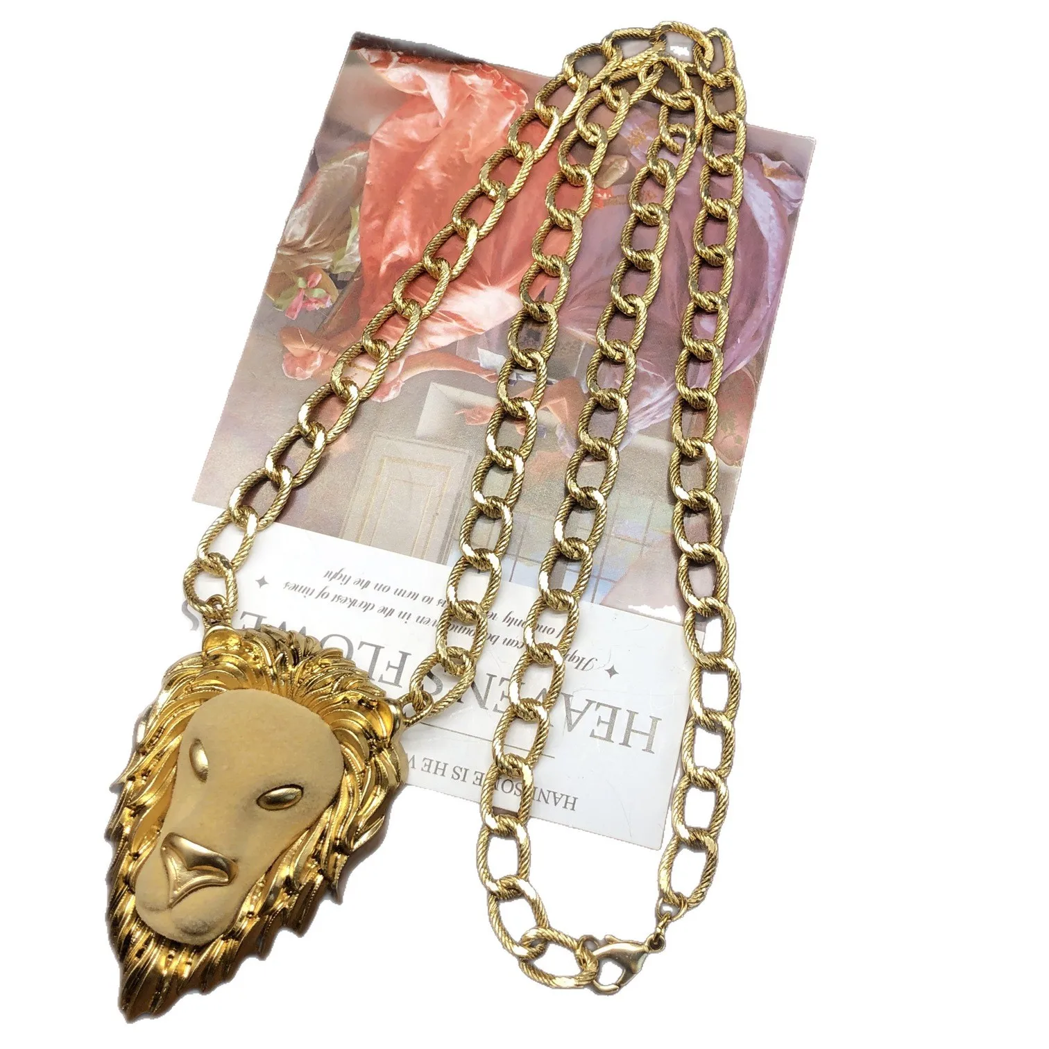 

Ретро-колье в форме льва, металлическое, стильное украшение, цепочка для свитера, кулоны