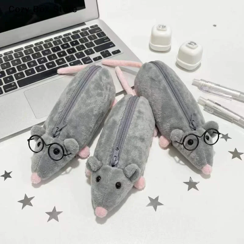 [ZY]1Pcs Cute Octopus Mouse Pencil Case Mouse-shaped Pencil Case Plush Toy Student Stationery Organizer[ZY]
