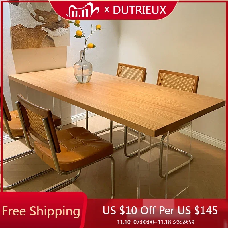 

Transparent Household Dining Table Italian Oak Wood Organiser Acrylic Dining Table Salon Stand Juegos De Comedor Room Furnitures