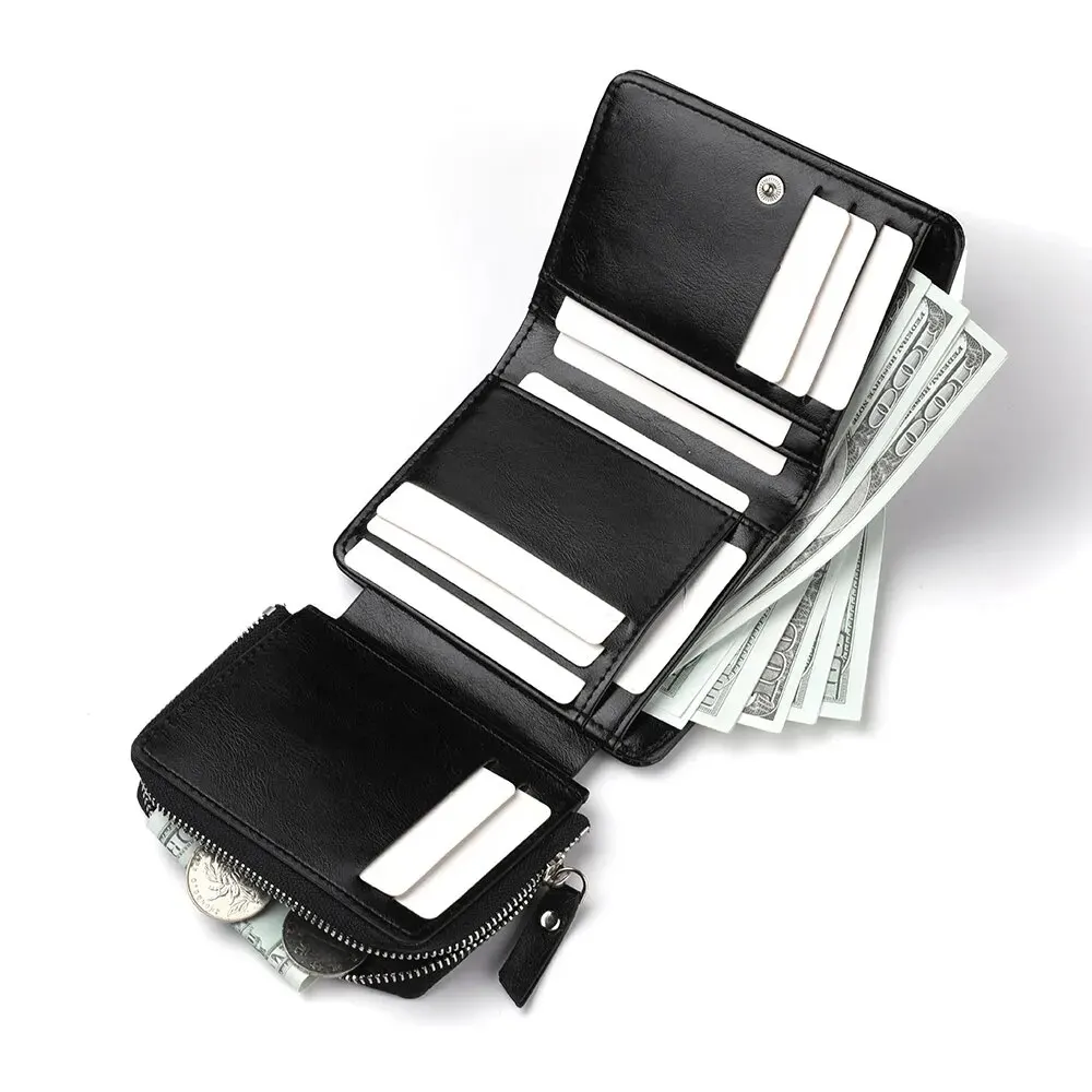 Men\'s Wallet Fashion Pu Soft Leather Wallet Card Holder Zipper Coin Pocket Coin Wallet Multi Card Wallet Gift Men\'s Wallet