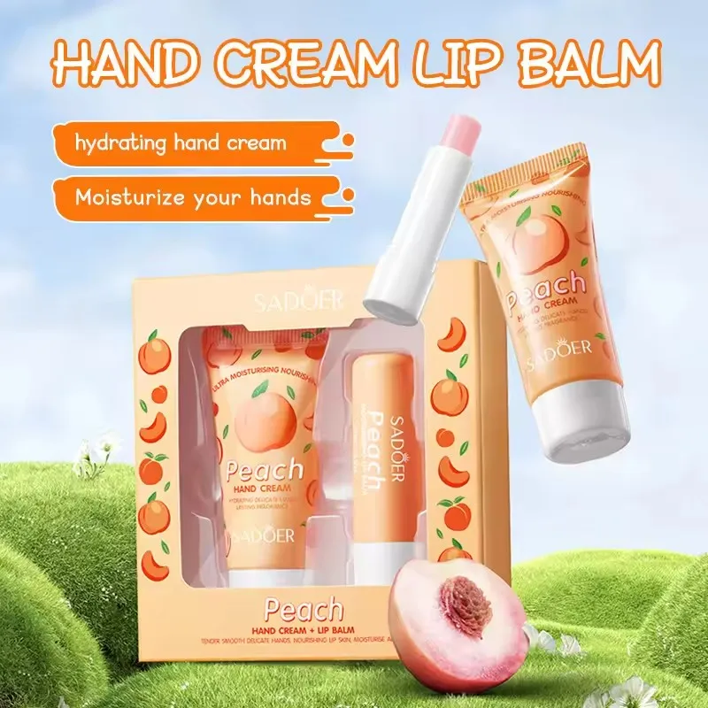 2pcs/Set SADOER Avocado Hand Cream Lip Balm Skin Care Sets Moisturizing Plump Lips Lipstick Lip Plumper Hands Skin Care Products