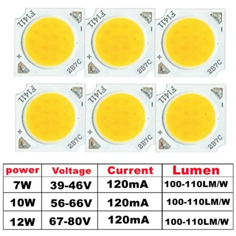 COB LED Source Chip 7W 10W 12W 120mA 13mm Diode For Spotlight Downlight Accessories High Power LED COB Chip DIY Home lighting