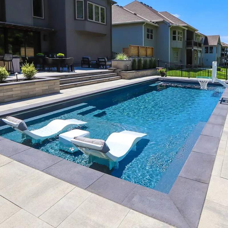 Big Pools Swimming Outdoor Inground Fiberglass Large Size 5ft Deep Large Rectangular Spa Swimming Pool With Lounger