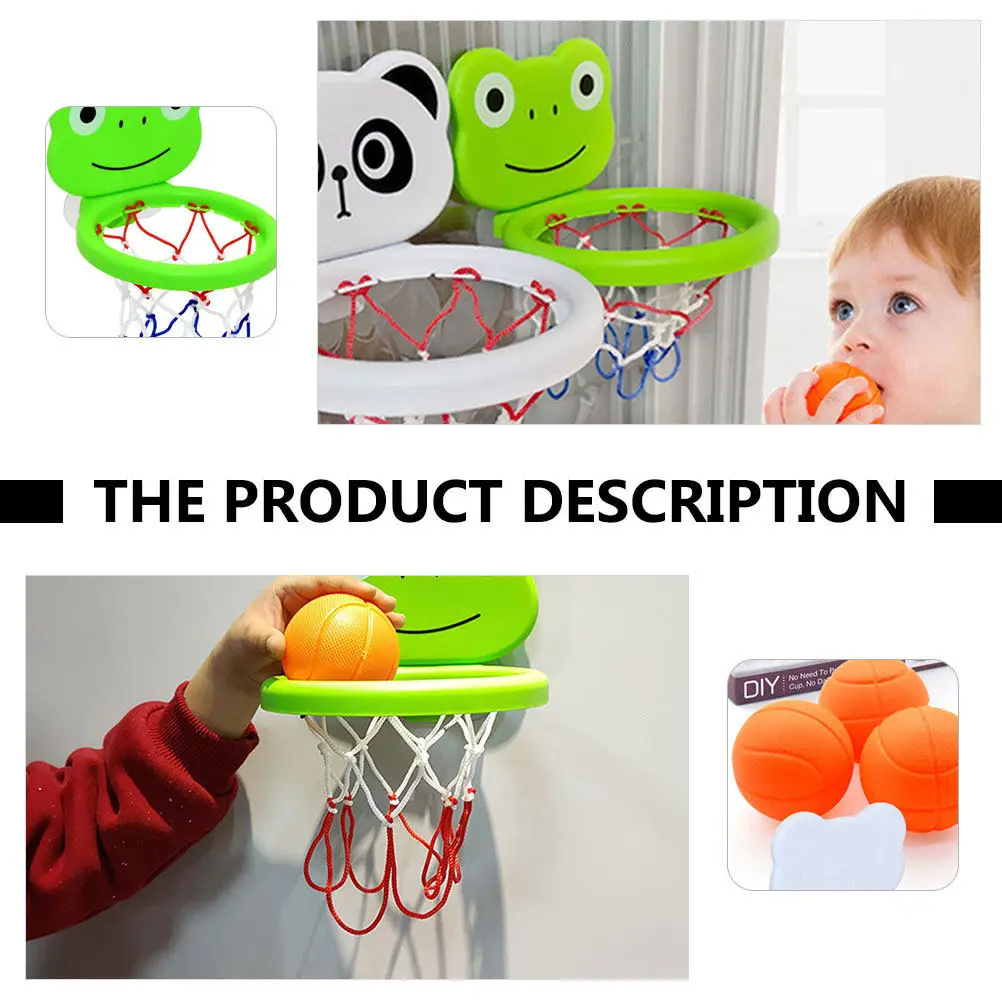 1Set Suction Cup Basketball Frame Bath Hanging Mini Balls Basket Children Motor Skill Exercise Baby Shower Fun Game