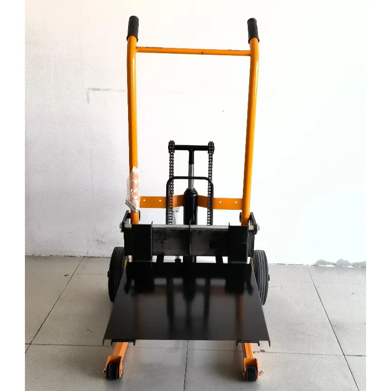 شاحنة مكدس هيدروليكية يدوية تحميل وتفريغ رافعة شوكية صغيرة لرفع عربة متنقلة صغيرة وخفيفة