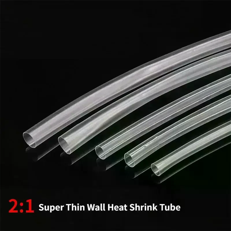 1mm 40mm Heat Shrinkage Tube Clear Super Thin Wall Flexible Earphone Line Cover Professional Audio Wire Sleeve Wrap