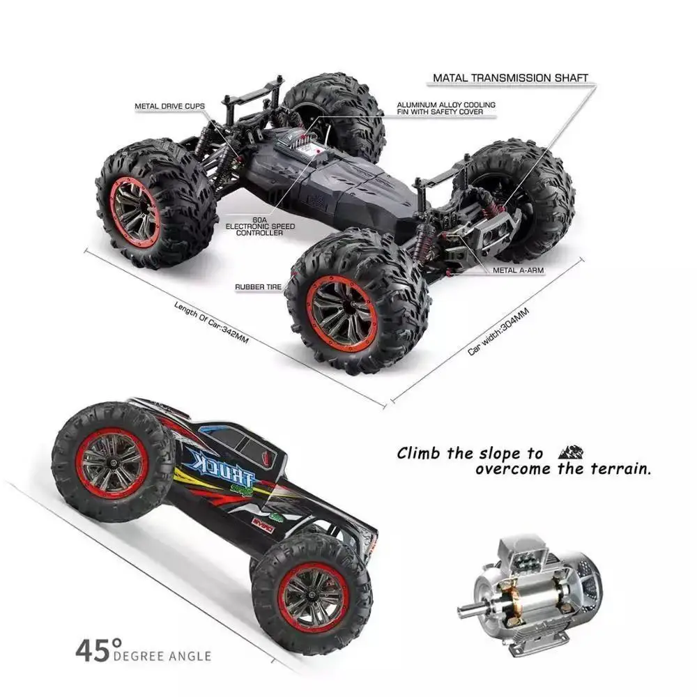 RC Car 1/10 9125 Racing Car Truck 4x4 Off-Road Vehicle Buggy Electronic Toy  46KM/H High Speed Remote Control Cars for Adults