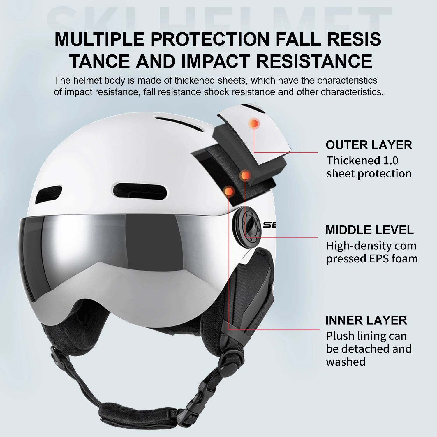 หมวกกันน็อคสกี SEEKER ปรับขนาด - Ski Helmet With Integrated Visor บทวิจารณ์และราคา