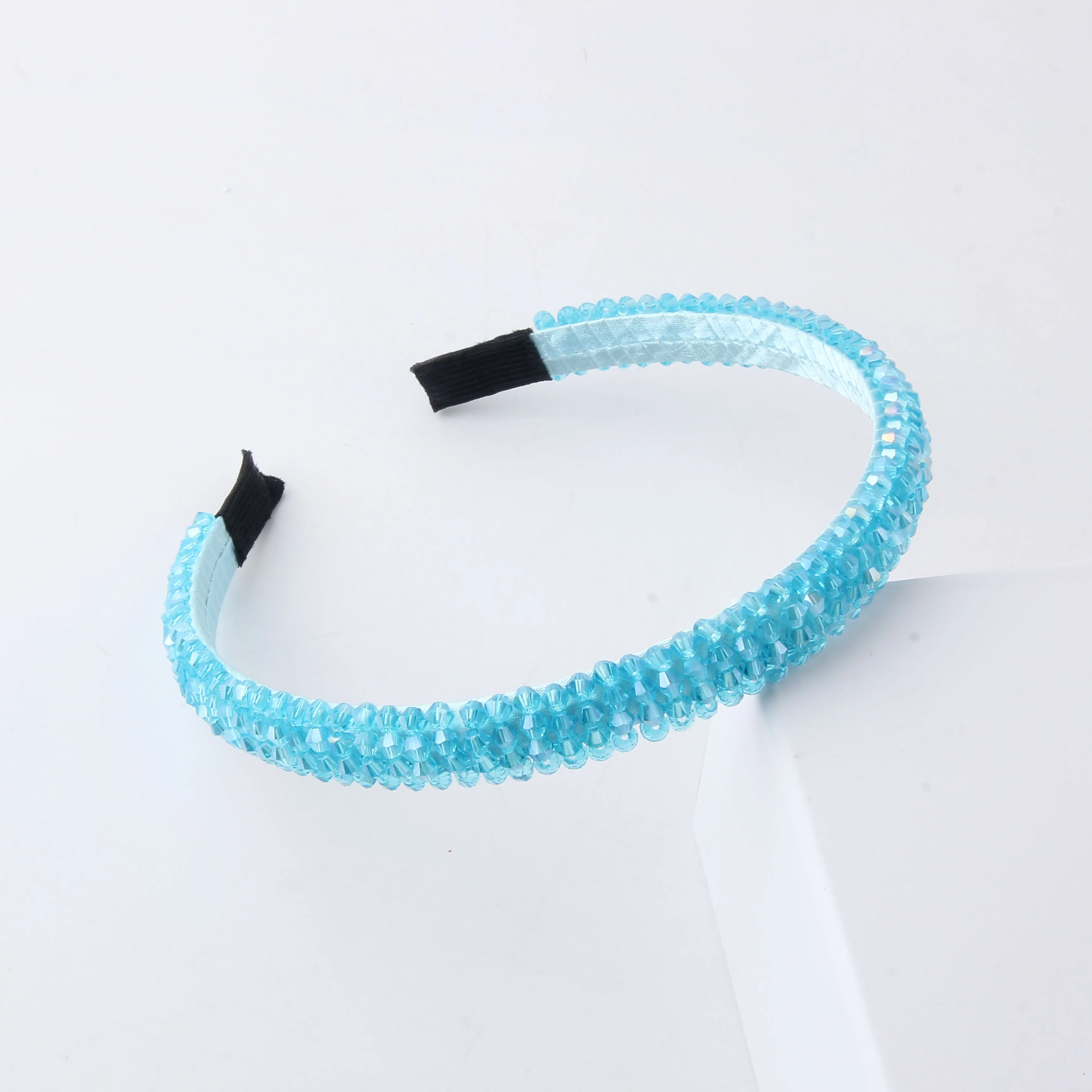 Korean Version Rhinestone Headband Hand-woven Beaded Headband Sponge Elastic Headband Women\'s