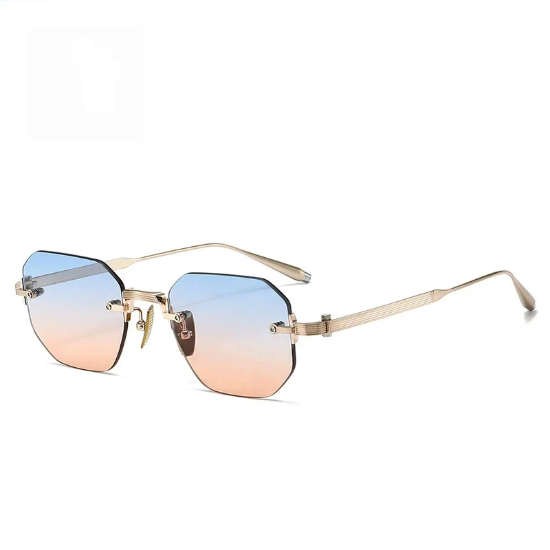 AKS-308D-Unisex Sunglasses-Square Retro Rimless-Minimalist Design-Modern Elegance-UV400 Protection-Belight Optical