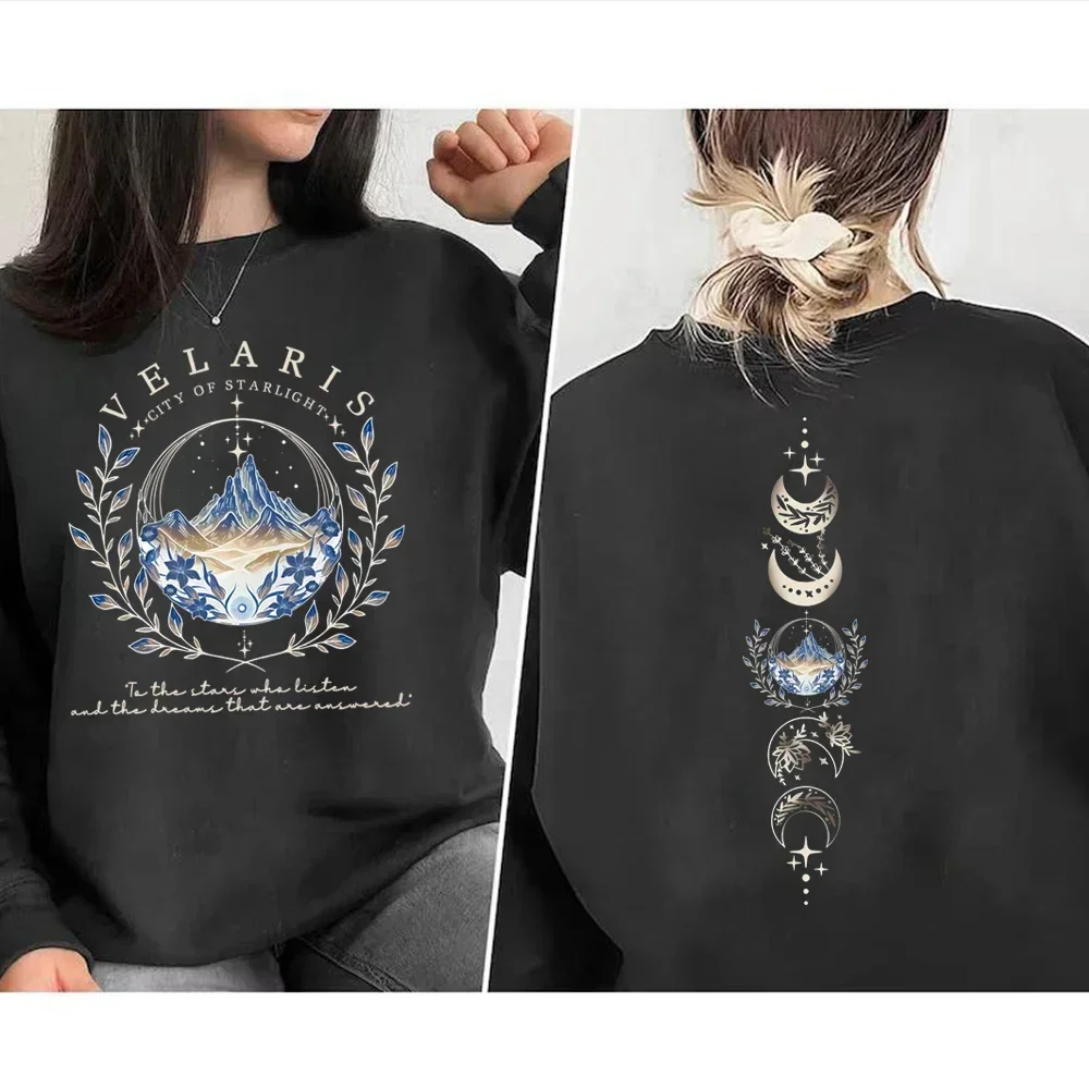 Velaris ACOTAR Sweatshirt Velaris City of Starlight Front and Back Print SJM Hoodie Night Court Sarah J Mass Crewneck Sweatshirt