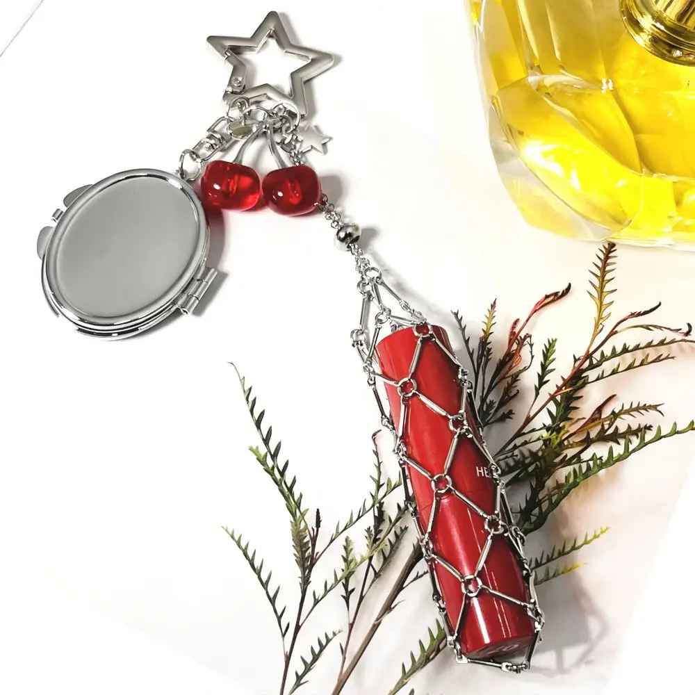 Modischer Edelstahl-Metallnetz-Lippenstiftbeutel Schlüsselanhänger Silberner Lippenbalsam-Schlüsselanhänger Charm Schlüsselkette Zubehör Anhänger Geschenk – Detail 8