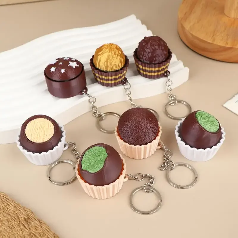3D Simulated Chocolate Keyboard Keychain – Push-Click Fidget Toy for Stress Relief, Sensory Gift for Kids & Adults