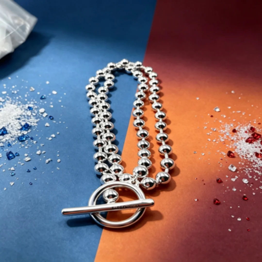 

European and American style round bead OT buckle collarbone chain round bead chain versatile niche design necklace for women