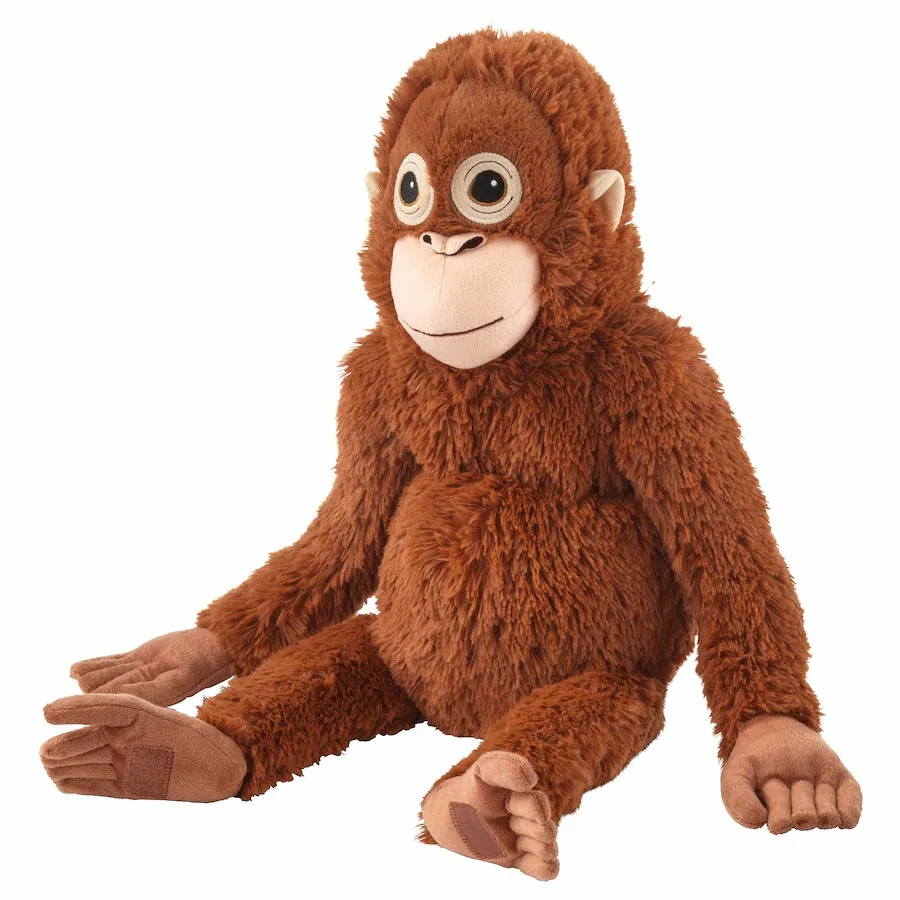 YIJA Red Gorilla Orangutans Pongo Monkey Plush Toy Stuffed Doll Cartoon Jungle Forest Animal Dad Mom Bedtime Story Boy Girl Gift