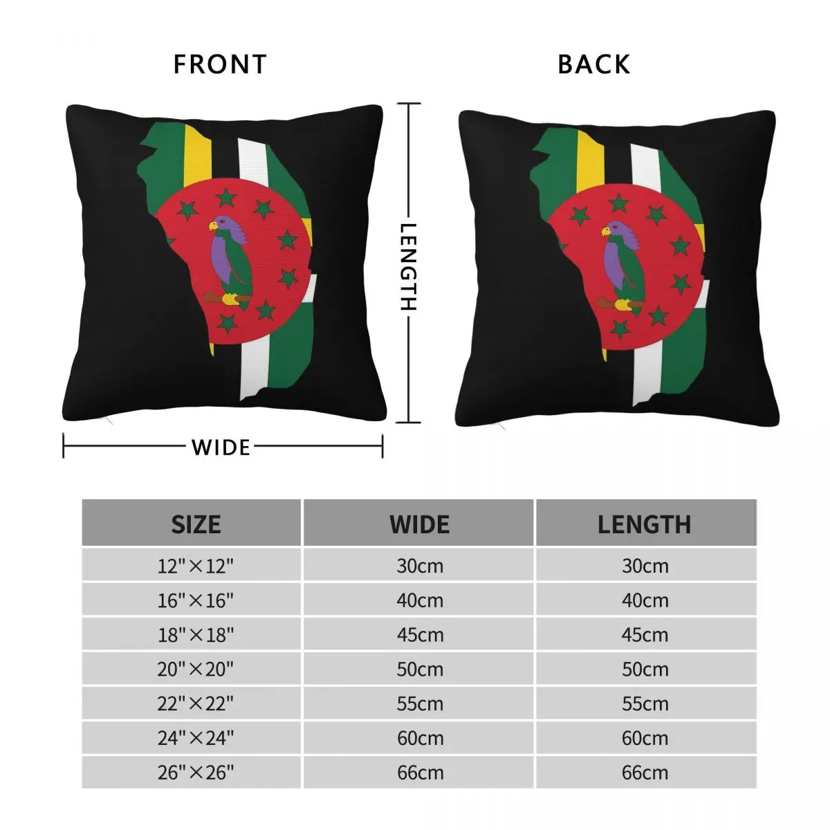 Dominica Country Flag Pillowcase Polyester Linen Velvet Printed Zip Decor Sofa Cushion Cover