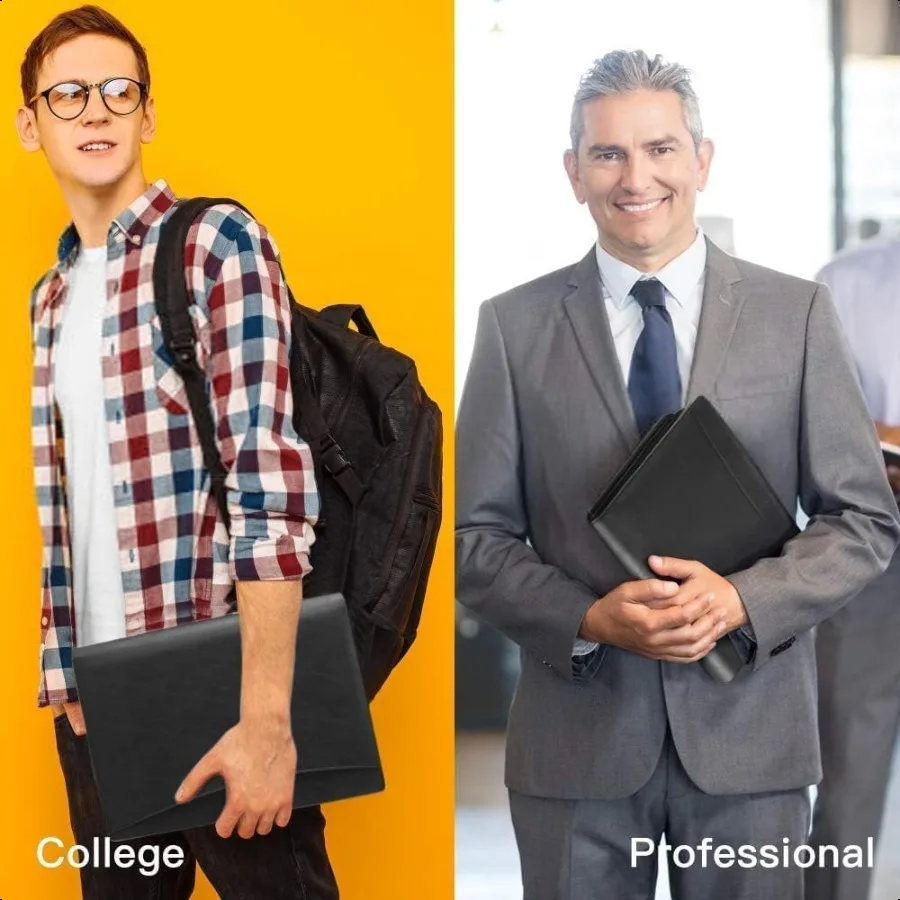 Padfolio Portfolio Folder PU Leather Profional with Round Ring Binder 8.5 x 11 Inch Writing Pad Tablet Sleeve Interview Resume