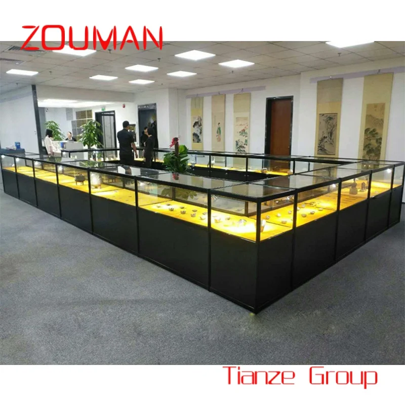 Custom , counter showcase glass cabinet for jewelry kiosk