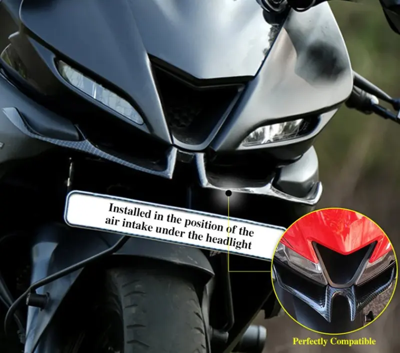Motorrad Neue Front Verkleidung Winglet Flügel Abdeckung Trim Für Yamaha R15 V3 2017 2018 2019 2020 2021 Shark Fin Schnabel moto Zubehör – Detail 4