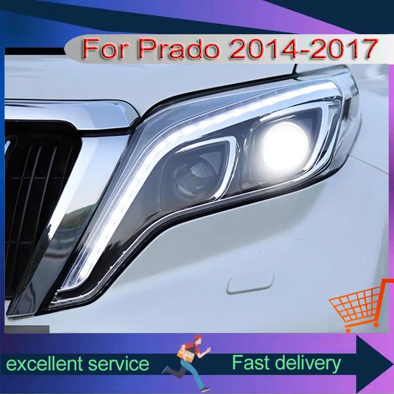 Car For Toyota 2014-2017 Prado LC150 Headlight Upgrade DRL Front Lamp LED Dynamic Turn Signal Projector Lens  Auto Accessories