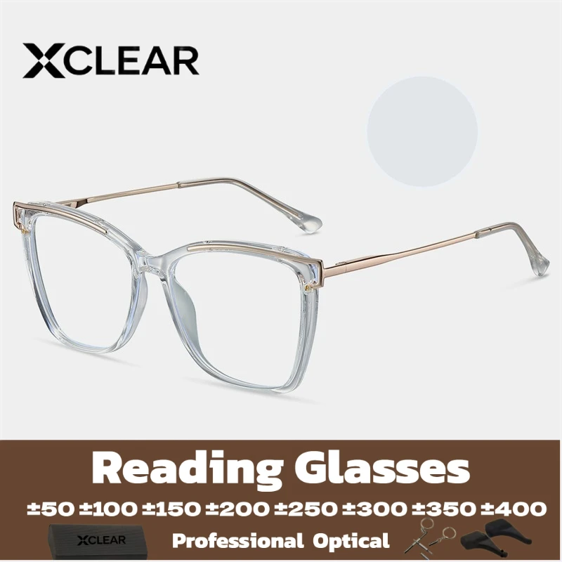 XCLEAR Reading Glasses Currents Metal New Classic Business Casual Lightweight Anti Blue Light UV400 Scratch Resistant Protective