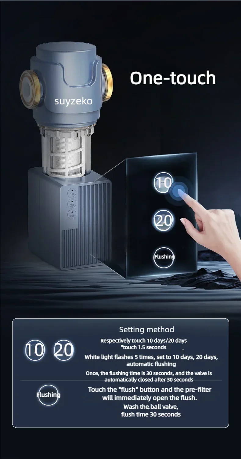 smart display Automatic Flushing Backwash Prefilter Spin Down Sediment Water Filter Central Whole House Purifier System