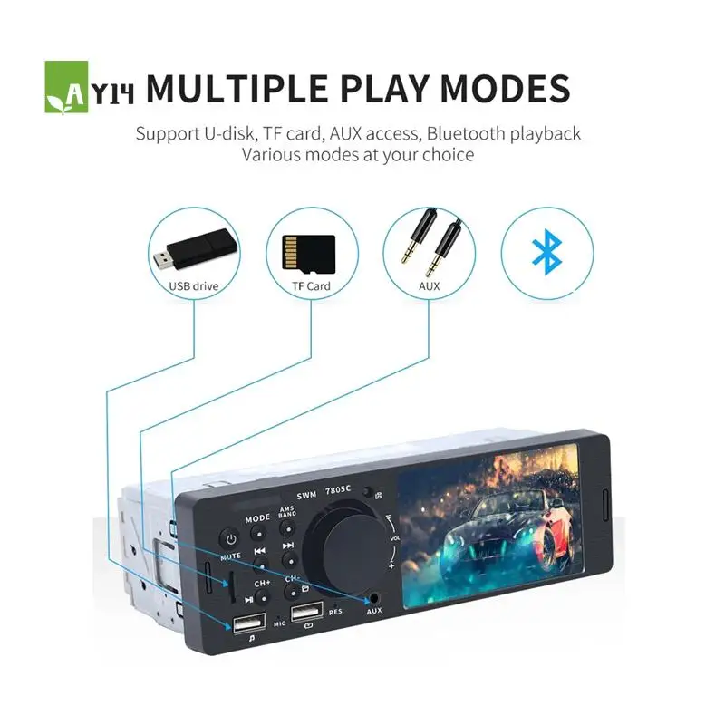 

AY14-4,1-дюймовый автомобильный радиоприемник с сенсорным экраном, Bluetooth, музыкальная громкая связь, MP5-плеер, TF, USB-зарядка, удаленная музыкальная аудиосистема