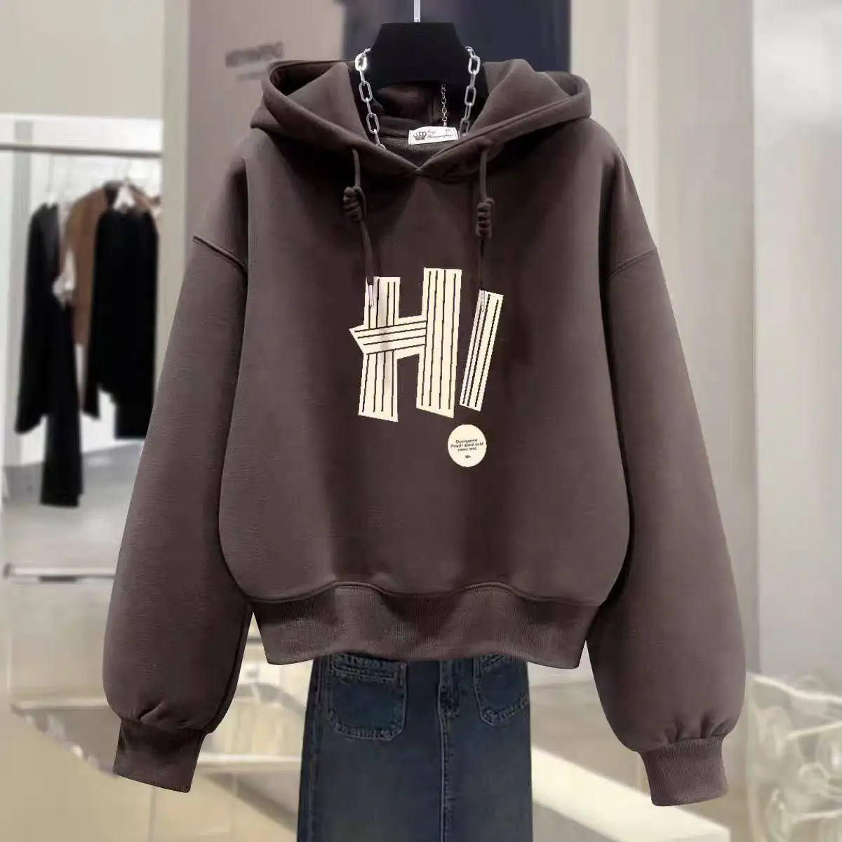 

Spring Autumn Winter Women's Hoodie Thickened Fleece Long Sleeve Short Coat Casual Comfortable Breathable Fashionable Top