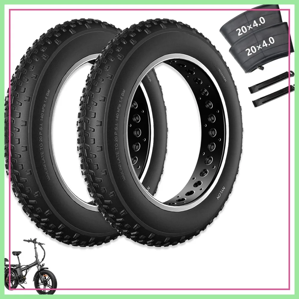 

20x4 /26x4 Fat Bike Tire Replacement Kit, 20x4.0 /26x4.0 Electric Bicycle Snow Tires, Folding Ebike Tubes and Tire Levers