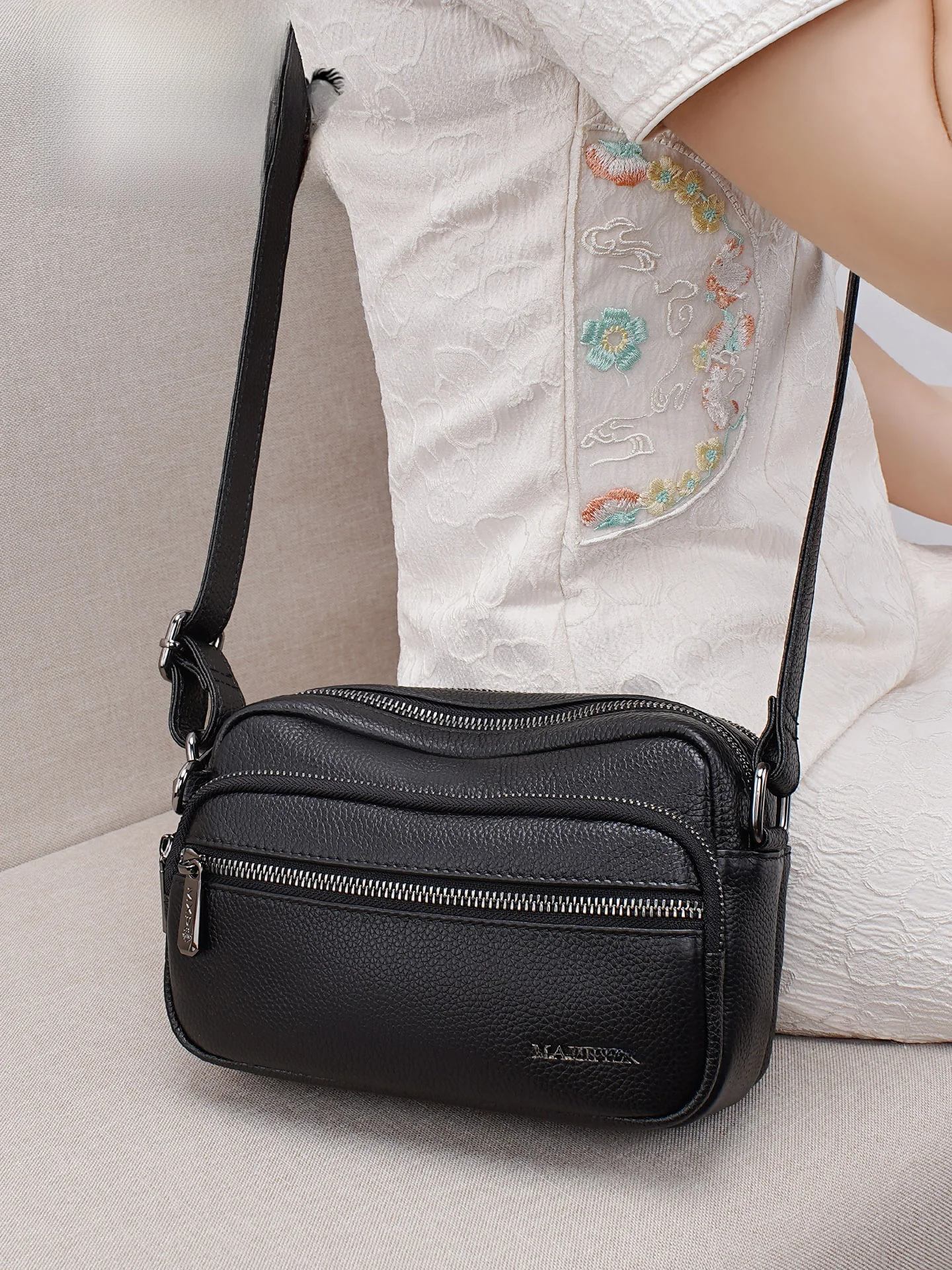 masqi-pier-genuine-leather-women's-bag-2025-new-faion-simple-multi-ket-practical-mom-bag-crossbody-bag-soft-zipper-closure