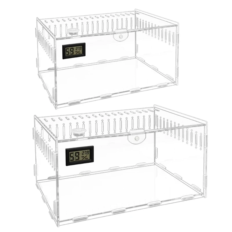 D0AD Insect Breeding Case Reptiles Clear Feeding Box Good Ventilation Acrylic Habitat for Centipedes Spiders Snake