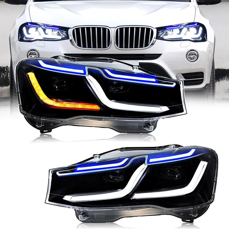 

Headlights for X3 F25 2010-2017 X4 F26 LCI LED DRL Running Turn Signal High Beam Upgrade Head Lamp Projector Bifocal Lens