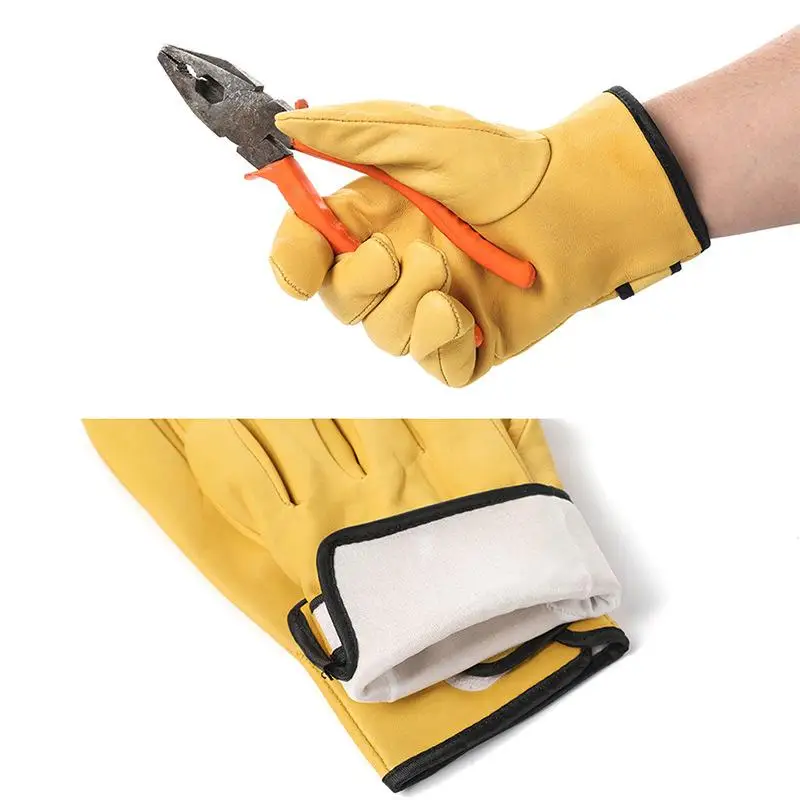 Sheepskin Leather Protective Gloves 1 Pair for Welding and Heavy Duty Work Comfortable Hand Protection for Workers