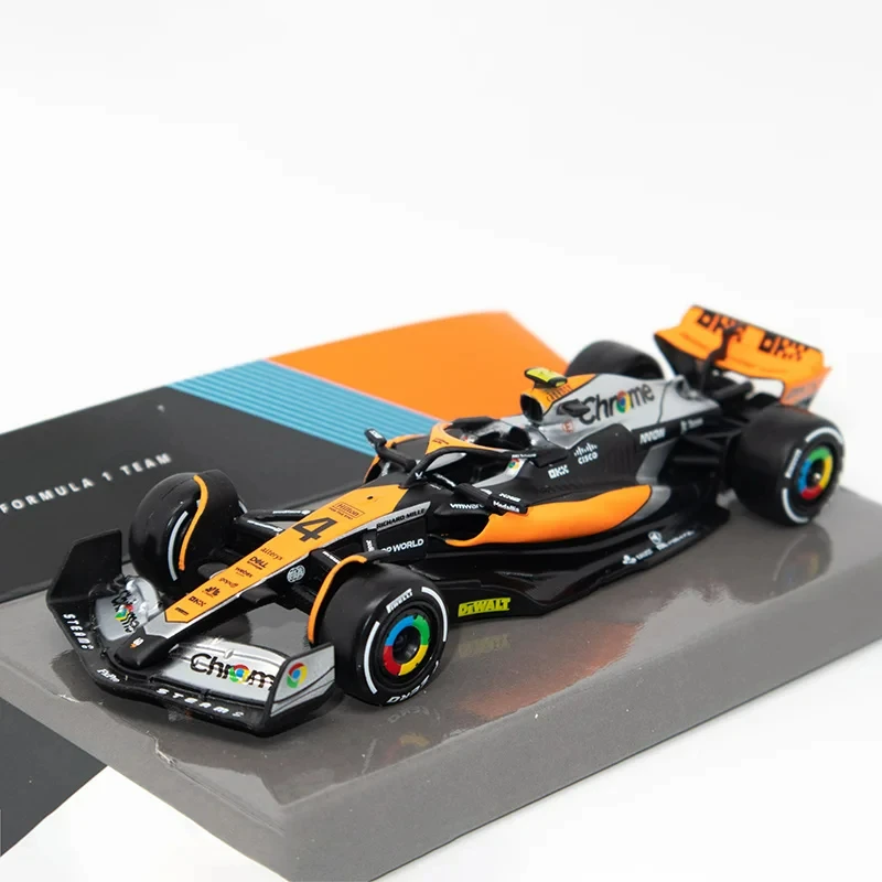 Bburago 1:43 2023 F1 MCL60 OP81 #81 O.Piastri / LN4 #4 L.Norris P2 British GP Orange Black Diecast Model Car