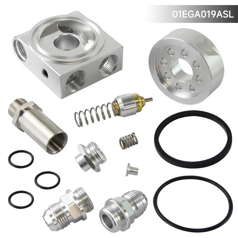 Oil Block Adaptor Kit Thermostatic Fits for 2013-2019 Subaru BRZ Scion FR-S FA20 Toyota GT86 FT86 Turbo Engine Silver